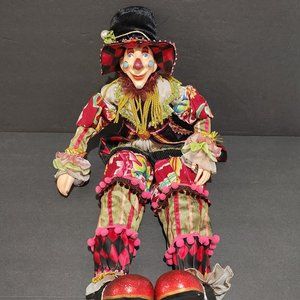 Kasma Collection 24" Porcelain Clown Jester Doll.